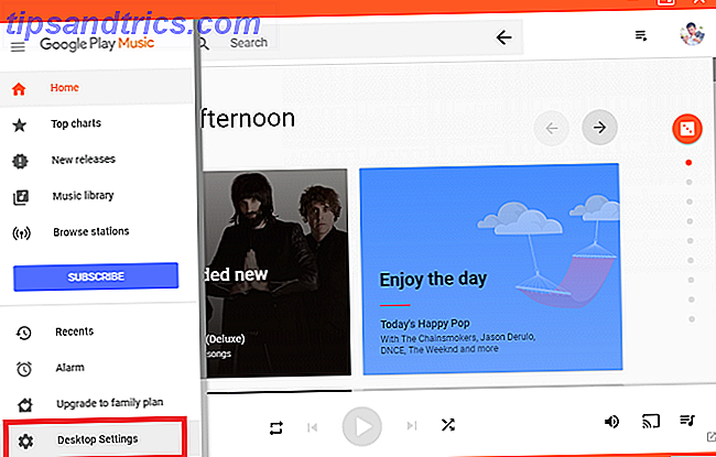 Google αναπαραγωγή μουσικής desktop επιφάνειας εργασίας παίκτη ρυθμίσεις