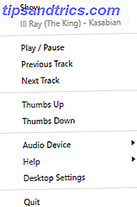 bandeja de sistema del reproductor de Google Play Music Desktop Player