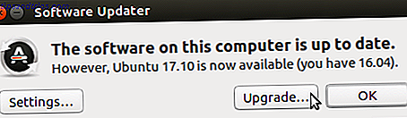 Melding dat Ubuntu 17.10 beschikbaar is