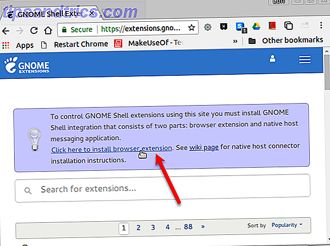 GNOME Shell-integratiebericht in Chrome