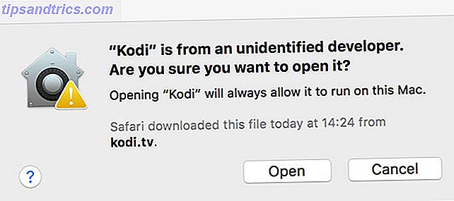 Kodi Προειδοποίηση ανοικτής ασφάλειας Mac