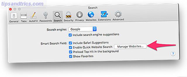 Permitir la búsqueda rápida de sitios web en la configuración de Safari