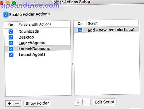 configuración de las acciones de la carpeta desde la ventana de diálogo Mac