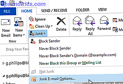 Outlook Ongewenste e-mailopties