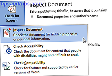 Microsoft Word 2013 inspecte le document