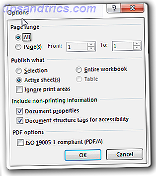 Excel Eksporter til PDF-innstillinger