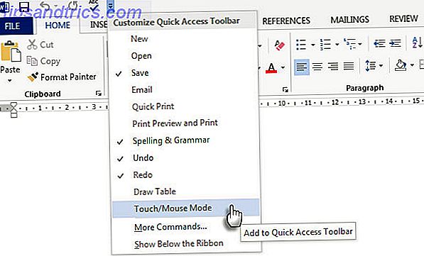 Microsoft Word Touch Mode