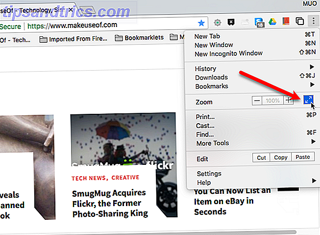 Click Full Screen button in Chrome on a Mac