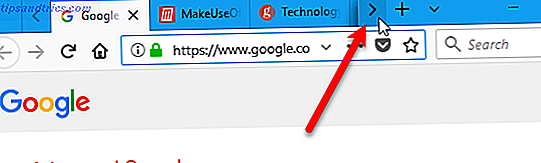 15 Sugerencias para usuarios avanzados de pestañas en Firefox 57 Quantum 03 Haga clic en la flecha derecha de la barra de pestañas