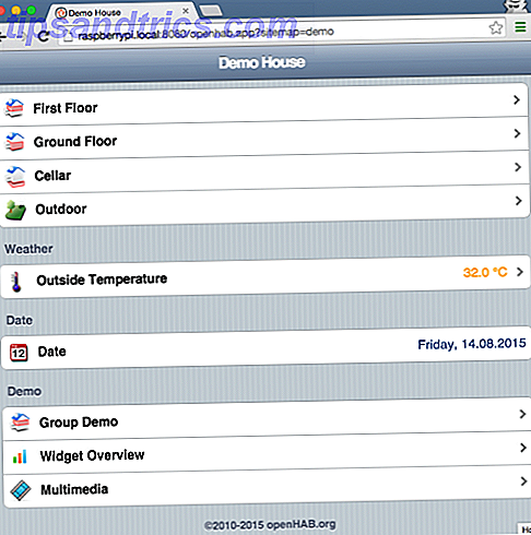 OpenHAB demo house web interface screenshot