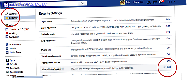 Trucos y características de Facebook - Administrador de inicio de sesión