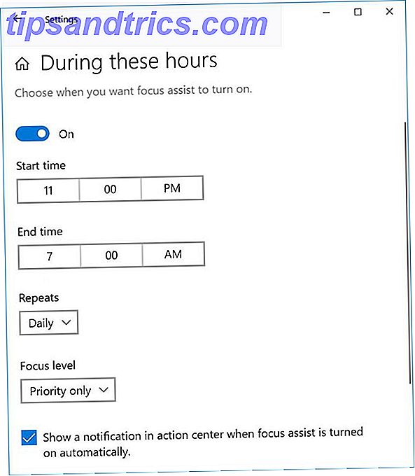 Hoe gebruik ik Windows Focus Assist (voorheen rustige openingstijden) Focus Assist Hours e1526497923575
