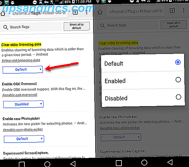 Ativar o sinalizador Limpar dados de navegação mais antigos no Chrome no Android