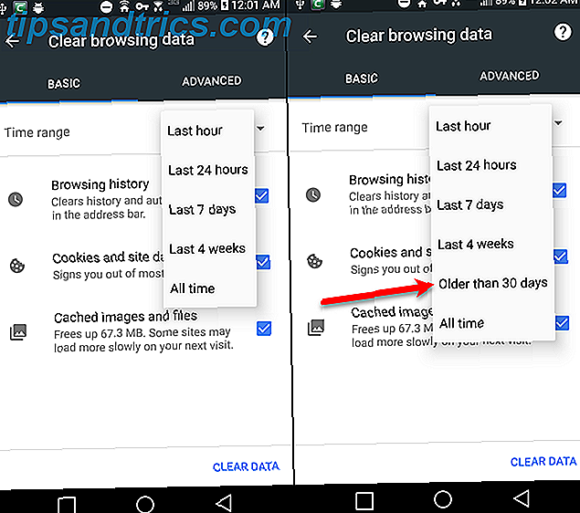 Opção adicionada para limpar dados de navegação com mais de 30 dias no Chrome no Android