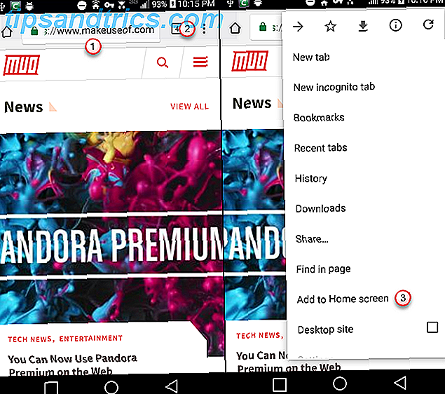 Vælg Tilføj til startskærmen i Chrome på Android