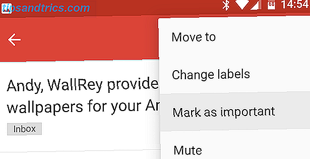 Android Gmail Markera meddelande som viktigt