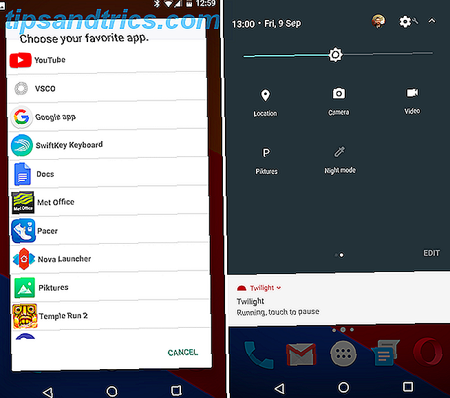App de extensão de mosaico Android Nougat