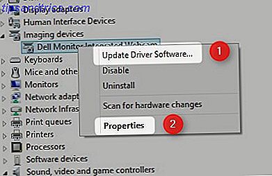 menu delle proprietà dispositivi di imaging device manager