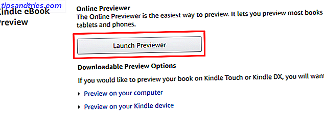 Iniciar o botão Previewer para pré-visualizar um livro Kindle