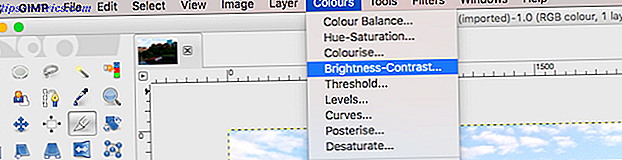 Ljusstyrka-Kontrast i GIMPs färger-meny