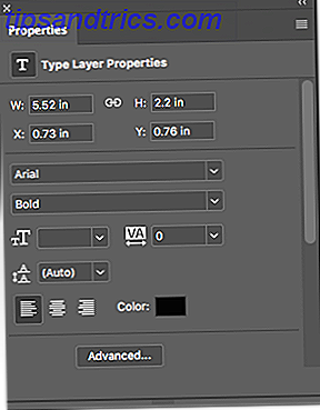 Hinzufügen und Bearbeiten von Text im Adobe Photoshop Photoshop-Eigenschaftenbereich