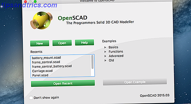 Menú de inicio de OpenSCAD