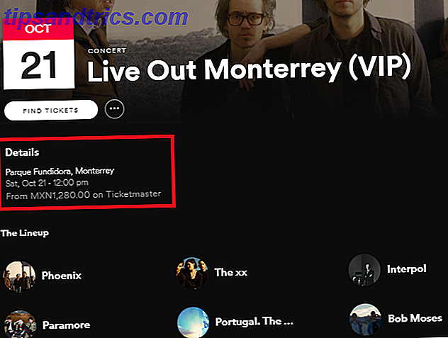 Verwenden Sie Spotify, um zu sehen, ob Ihre Lieblingsbands in der Nähe spotify Konzertpreis spielen