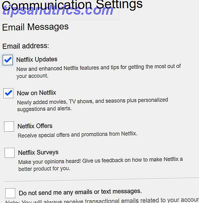 Netflix Kommunikationseinstellungen Web