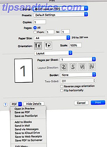 comment convertir la page Web en pdf - boîte de dialogue de macOS