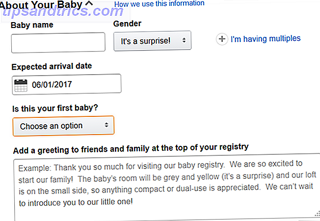 Registro de bebé amazon sobre su bebé