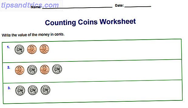 Comptage des pièces de monnaie Feuille de calcul mathématique Exemple Capture d'écran