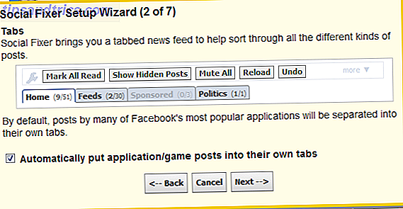 Bereinigen Sie Ihre Facebook News Feed mit Social Fixer Filterung [Wöchentliche Facebook-Tipps] Social Fixer Setup Wizard Tabs