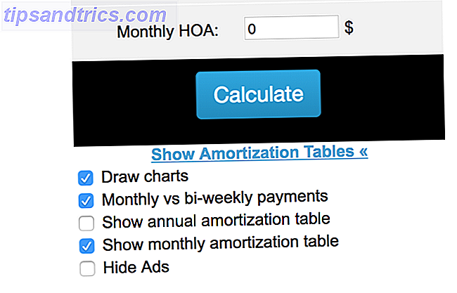 Mostrar tabelas de amortização no MortgageCalculator.org