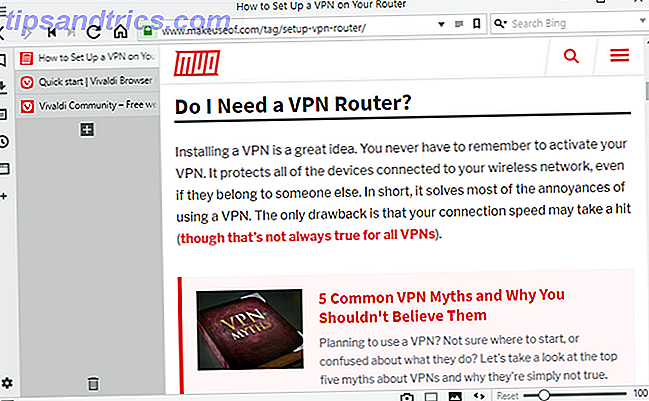 Συμβουλές Vivaldi Browser - χρησιμοποιήστε τις καρτέλες της πλευρικής εργαλειοθήκης
