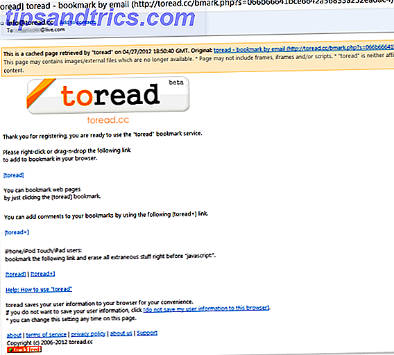 Brug din e-mail ligesom det er Instapaper Med toread & CC: til mig toread4
