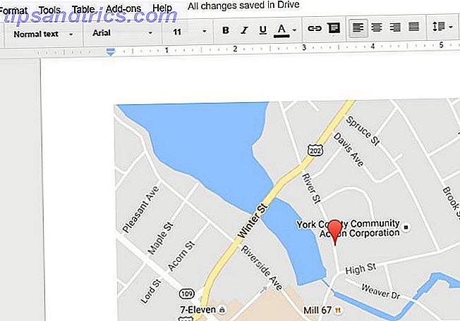 Mapa incorporado ao Google Docs