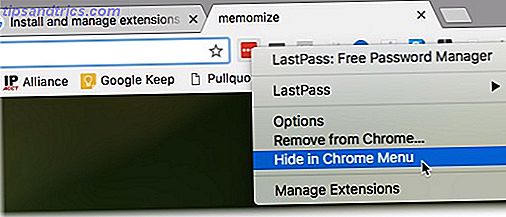 Masquage d'une extension Chrome dans la barre de menus