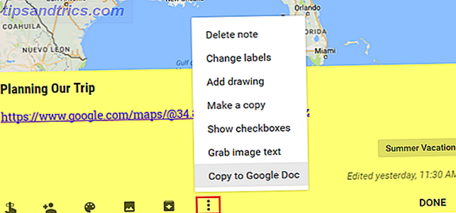 Verwenden von Google Notizen zum Organisieren Ihrer Reisepläne GoogleKeepCopyToDoc Web