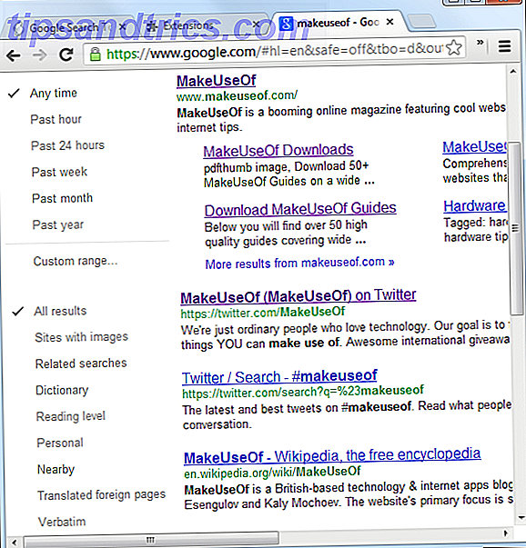 Google Search Tools linke Seitenleiste