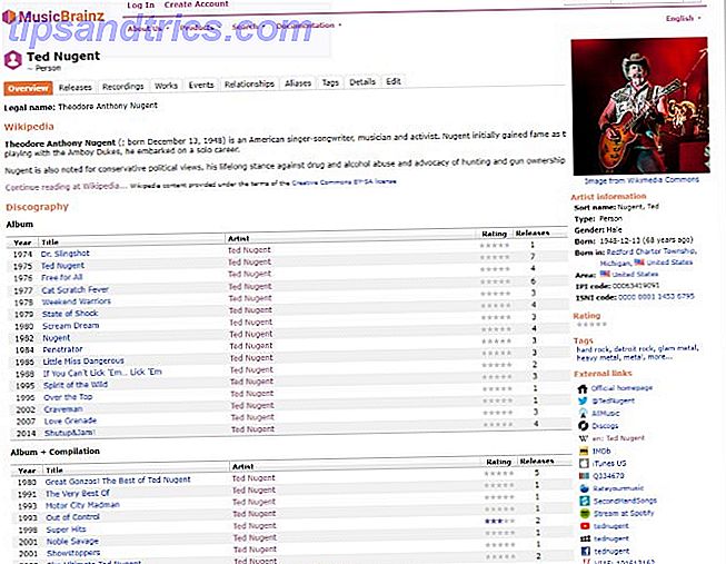 O guia musical da Internet para a página da Audiophile 11 MusicBrainz