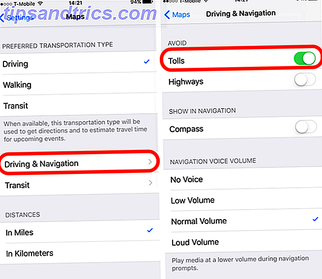 iOS 10-functie Tolwegen in routebeschrijvingen vermijden