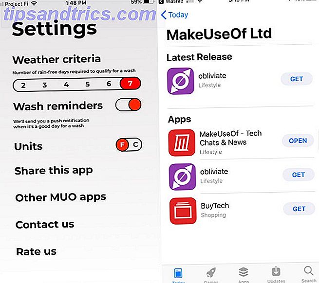 Washie Car Wash App Innstillinger