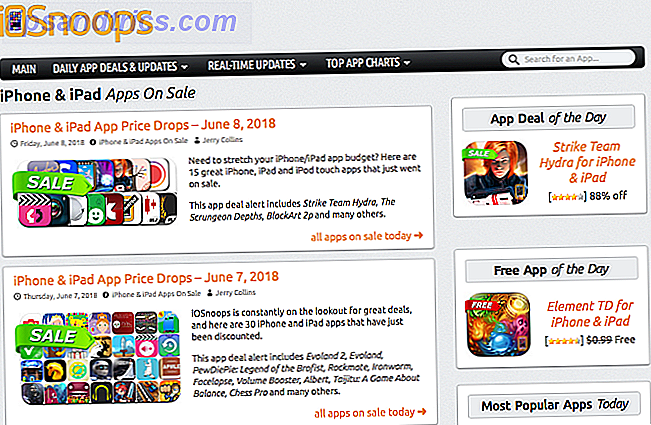 Página de ofertas de aplicativos do iOSnoops