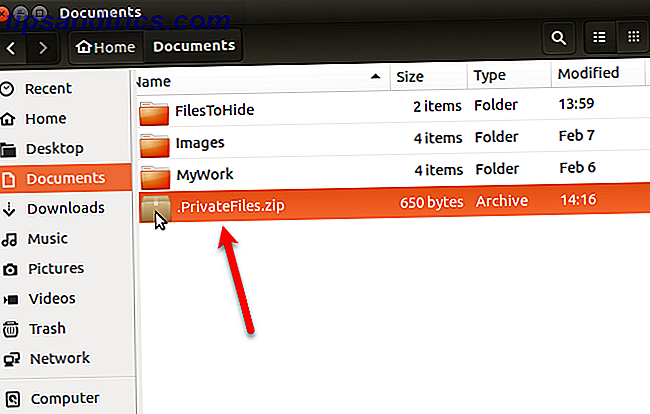 Archivo ZIP oculto que se muestra en Nautilus en Ubuntu