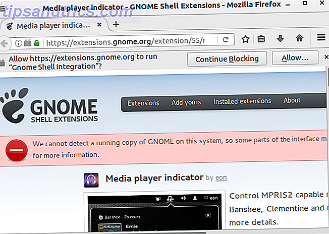Avertissement d'intégration de Shell Gnome
