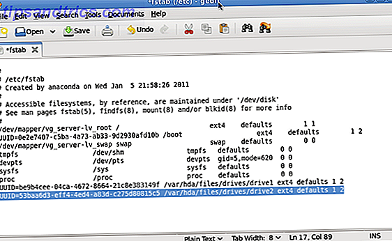 Configurazione di un server Amahi Home - Aggiunta di un'unità al server [Linux] 9 copia su fstab