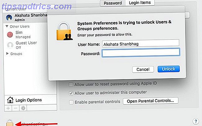 mac låser opp brukere og grupper
