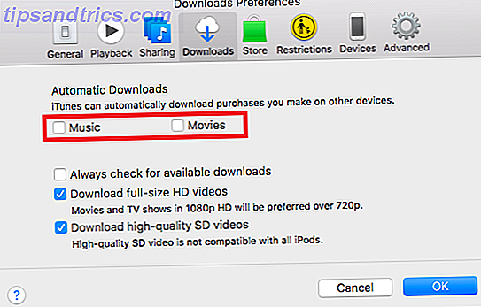 iTunes deshabilita las descargas automáticas