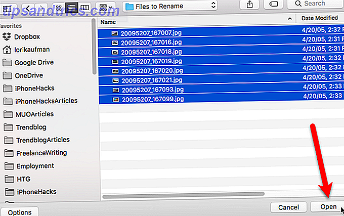 vælg filer for at omdøbe namechanger mac