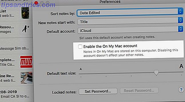 Conserver des notes sur votre Mac avec Activer le paramètre de compte Sur mon Mac